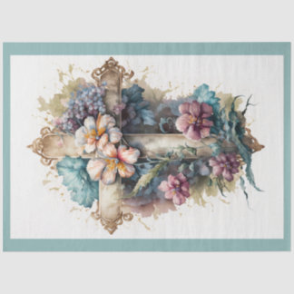 A Floral Cross Series Design 2 Tissue Paper