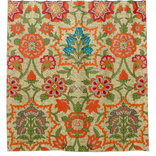 A floral design by mirror repeat. Orange and green