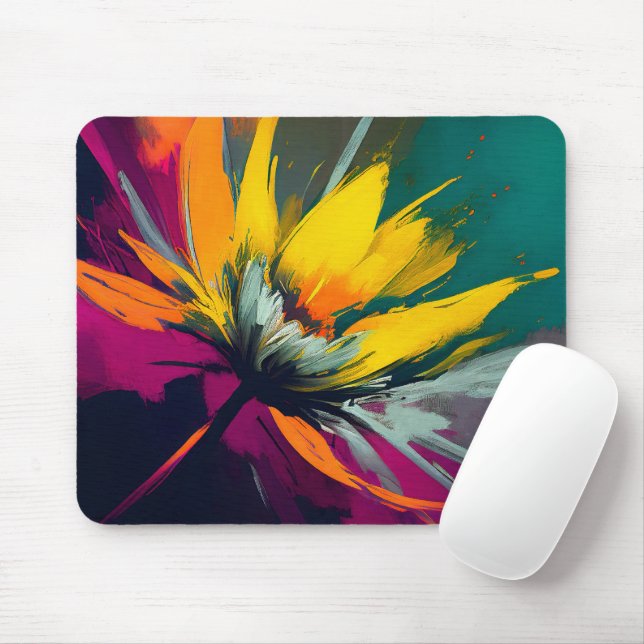 A Floral Odyssey – Expressive Bloom In Motion Mouse Pad (With Mouse)