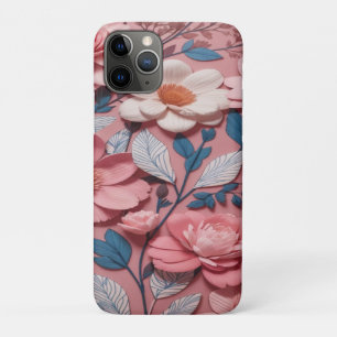 A floral pattern with a pink background iPhone 11 pro case