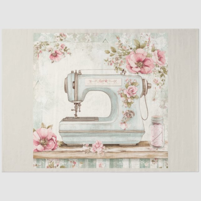 A Floral Sewing Machine  Series Design #14 Tissue Paper (Front)