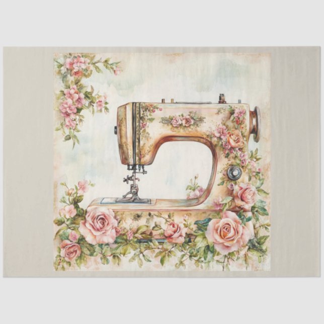 A Floral Sewing Machine  Series Design #18 Tissue Paper (Front)