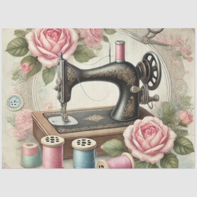 A Floral Sewing Machine  Series Design #6 Tissue Paper (Front)