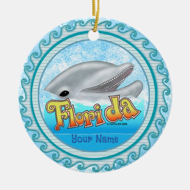 A Florida Dolphin Ceramic Ornament (Front)