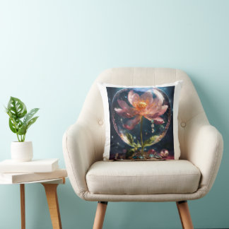 a flower blossoming with jewellery, inside a float throw pillow