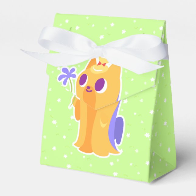 "A Flower For You" Long-haired Kawaii Yorkie Favor Box (Front Side)