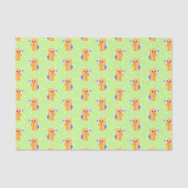 "A Flower For You" Long-haired Kawaii Yorkie Tissue Paper (Front)