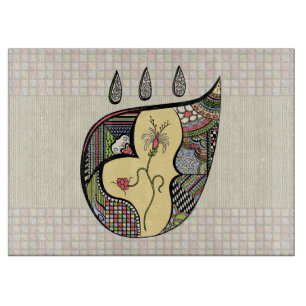 A Flower Within Glass Cutting Board