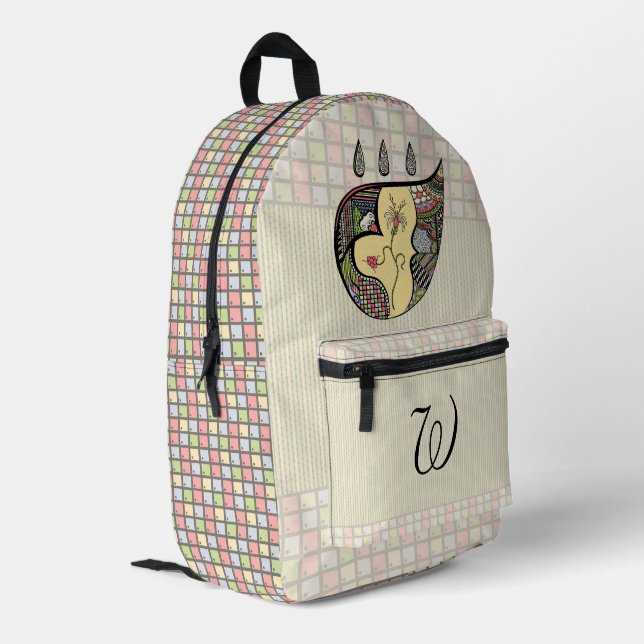 A Flower Within Printed Backpack (Back Corner Left)