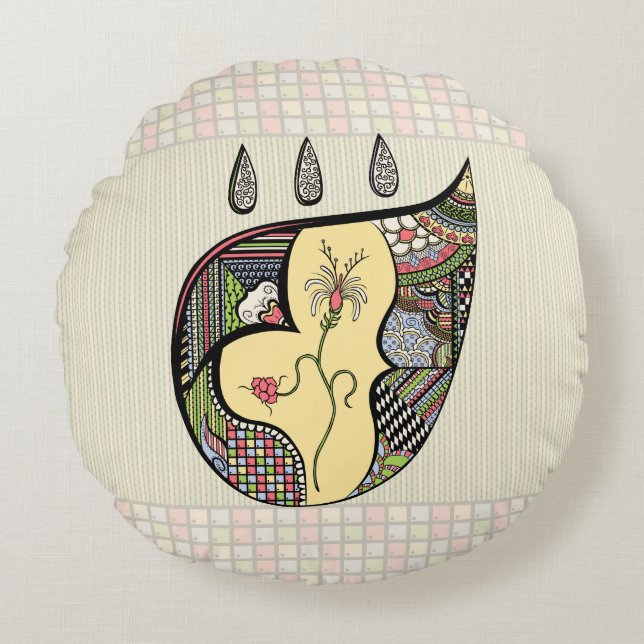 A Flower Within Round Pillow (Front)