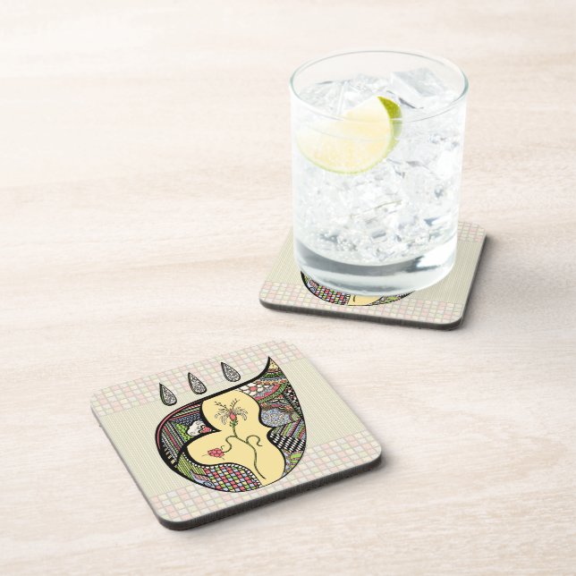 A Flower Within Square Coaster (Right Side)
