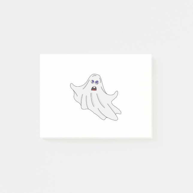 A Fluffy Ghost Flying Post-it Notes (Front)