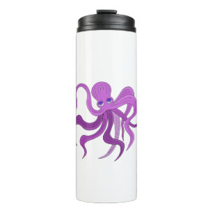 A fluffy octopus swinging tentacles thermal tumbler