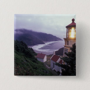 A foggy day on the Oregon coast at the Heceta 2 Inch Square Button