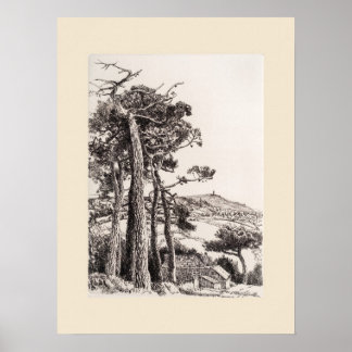 A Folly Cornwall Print, Eleanor M Hughes Re-Strike Poster