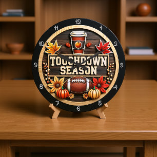 A Football-Themed Fall TOUCHDOWN SEASON Large Clock