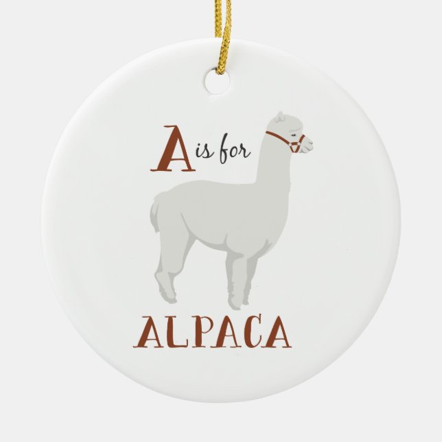 A For Alpaca Ceramic Ornament (Front)