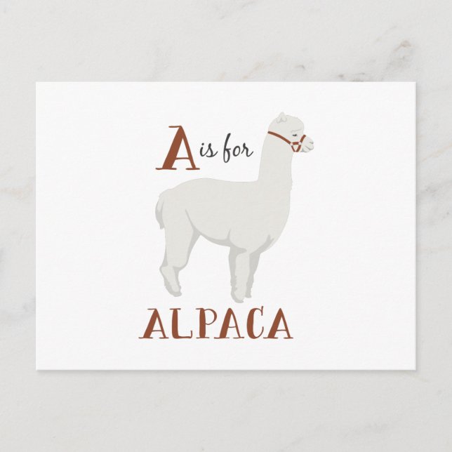 A For Alpaca Postcard (Front)