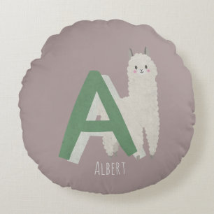 A for Alpaca Round Pillow