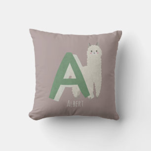 A for Alpaca Throw Pillow