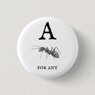 "A" for Ant  1 Inch Round Button