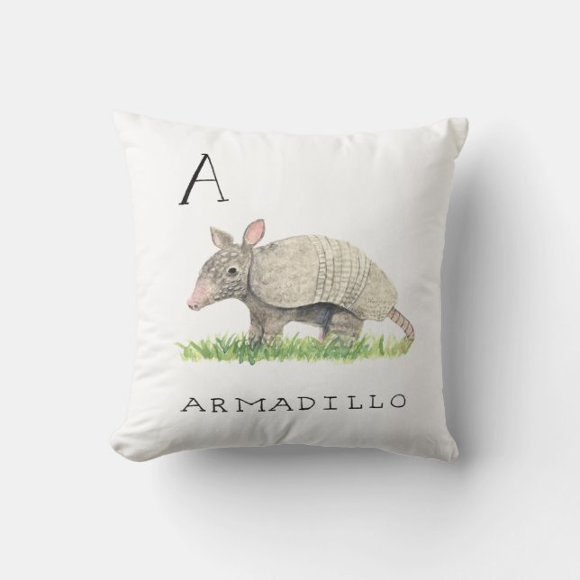 A for Armadillo Pillow (Front)