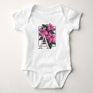 A for Azalea Flower Monogram Baby Clothes Bodysuit