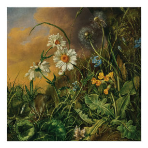 A Forest Floor with Daisies, Primroses, ... Poster