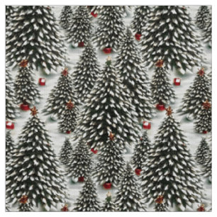 A Forest of Snow Covered Christmas Trees  Fabric
