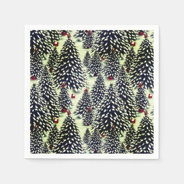 A Forest of Snow Covered Christmas Trees  Napkin (Front)