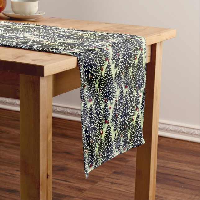 A Forest of Snow Covered Christmas Trees  Short Table Runner (In Situ)