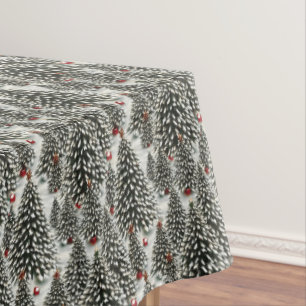 A Forest of Snow Covered Christmas Trees  Tablecloth