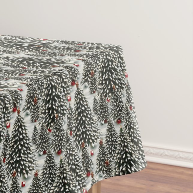 A Forest of Snow Covered Christmas Trees  Tablecloth (In Situ)