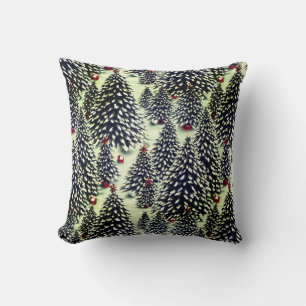 A Forest of Snow Covered Christmas Trees Throw Pillow