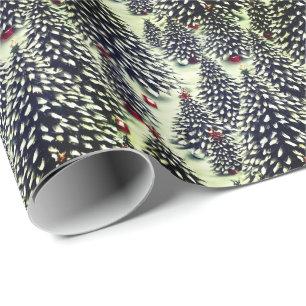 A Forest of Snow Covered Christmas Trees Wrapping Paper