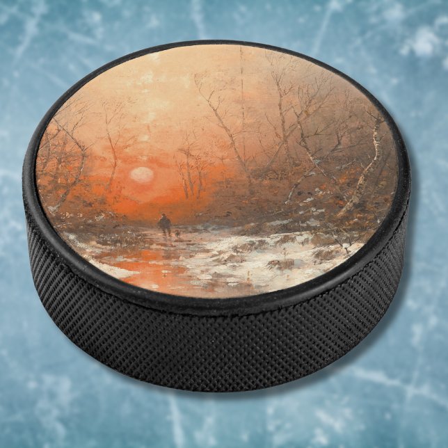 A Forest Path with Hunter at Sunset  Hockey Puck (Creator Uploaded)
