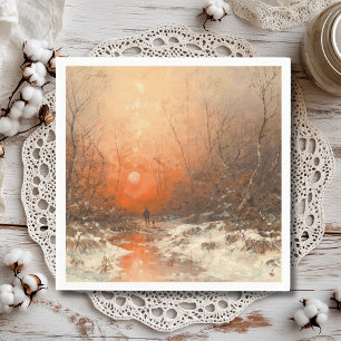 A Forest Path with Hunter at Sunset  Napkin