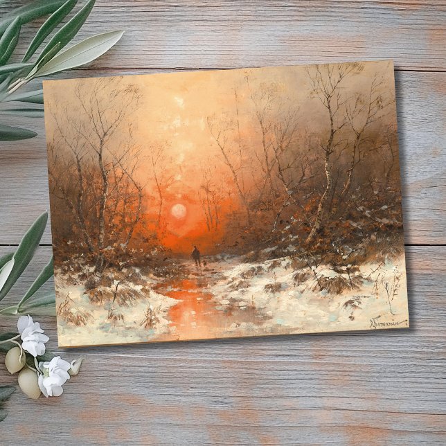 A Forest Path with Hunter at Sunset  Postcard (Creator Uploaded)