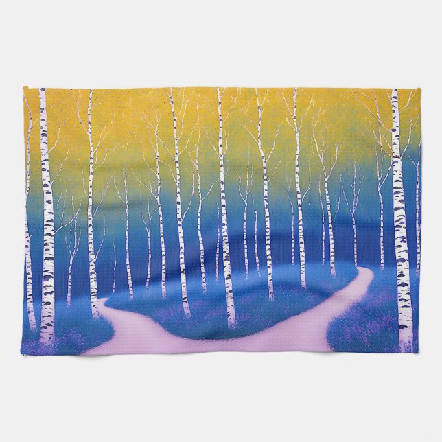 A Fork in Time – A Woodland Landscape Kitchen Towel (Horizontal)