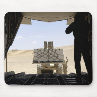 A forklift loads cargo onto a C-130 Hercules Mouse Pad