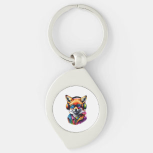 A fox in headphones and glasses keychain