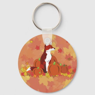 A Fox in the Pumpkin Patch Keychain