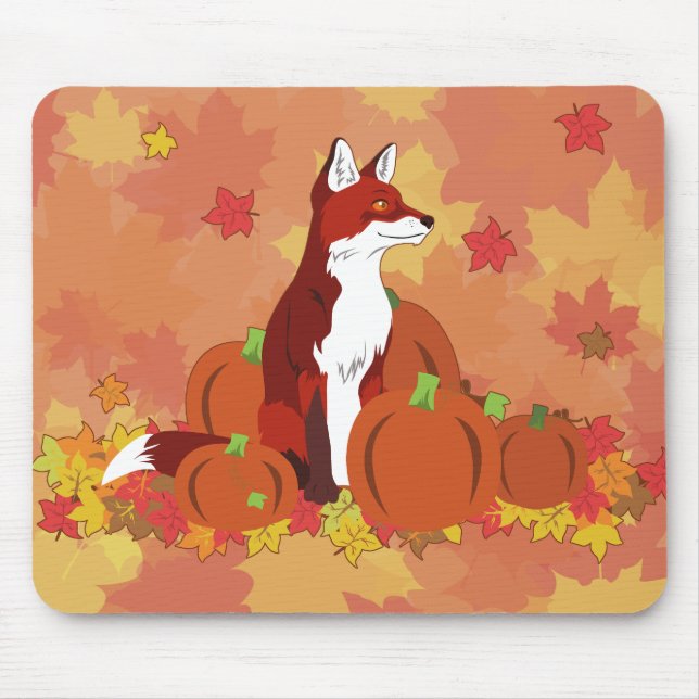 A Fox in the Pumpkin Patch Mouse Pad (Front)