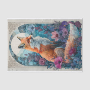 A fox with cubist elements in the flowers tissue paper
