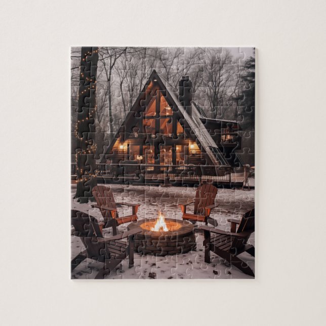 A-frame Cabin house Christmas  Jigsaw Puzzle (Vertical)