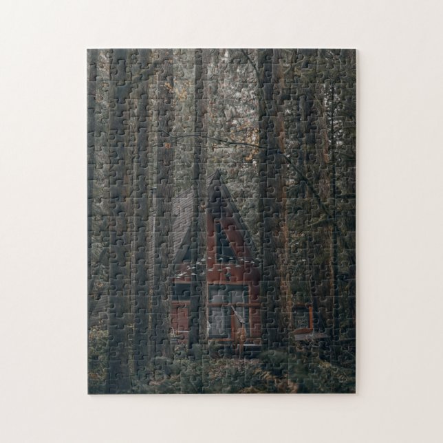 A FRAME CABIN IN THE WOODS JIGSAW PUZZLE (Vertical)