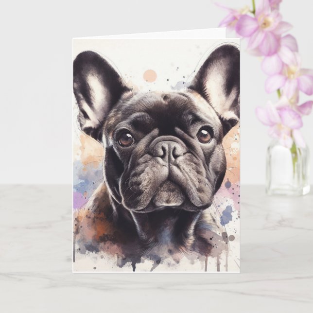 A French bulldog  Card (Orchid)