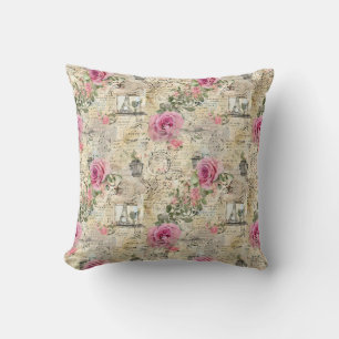 A French Ephemera Design Series 1 Throw Pillow