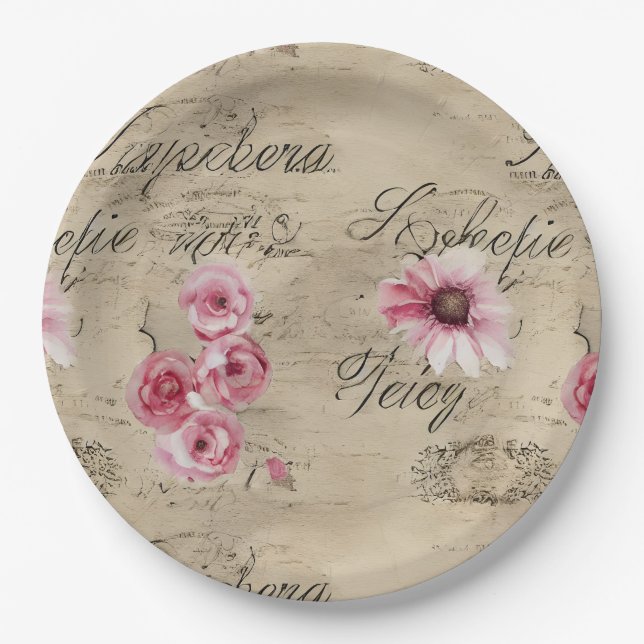 A French Ephemera Design Series 20 Paper Plate (Front)