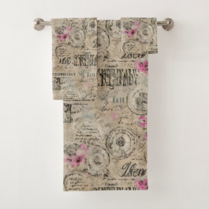 A French Ephemera Design Series 24 Bath Towel Set